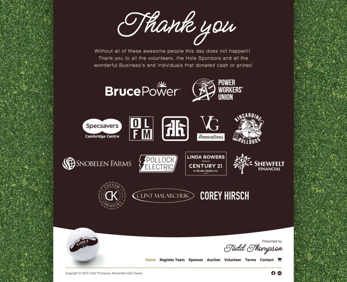 movembergolfclassic.ca hosted by Todd Thompson at Ainsdale Golf Course in Kincardine Ontario